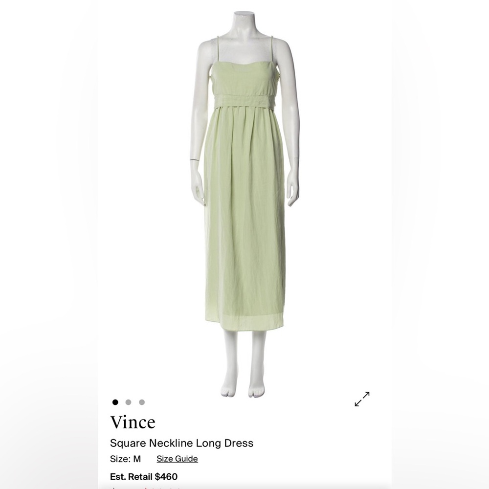 Vince Light Green Midi Dress with Gathered Waist